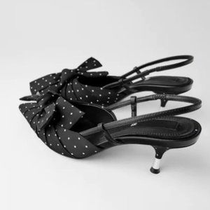 Zara polka dot bow kitten heel